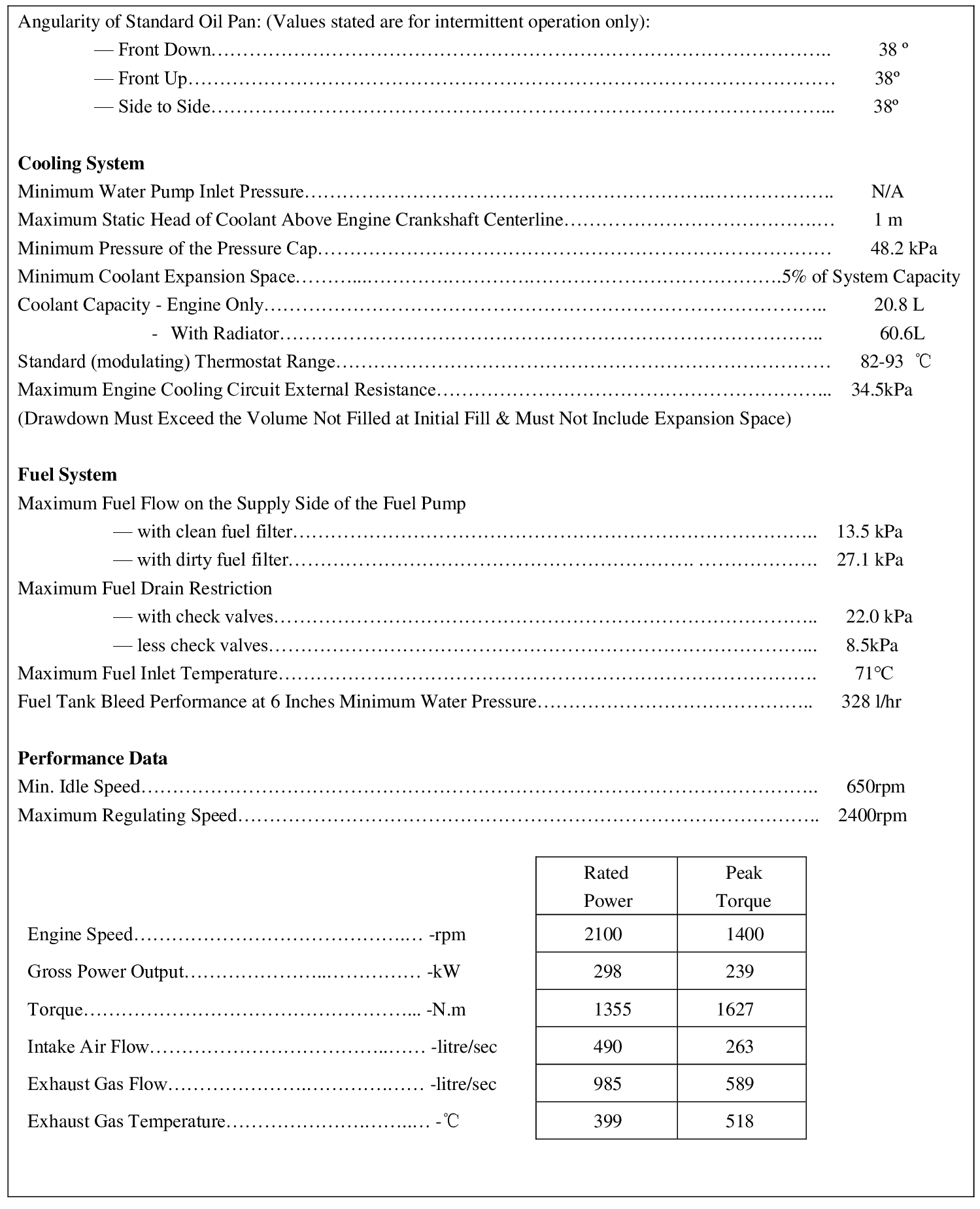 Cummins NTA855-C400 datasheet